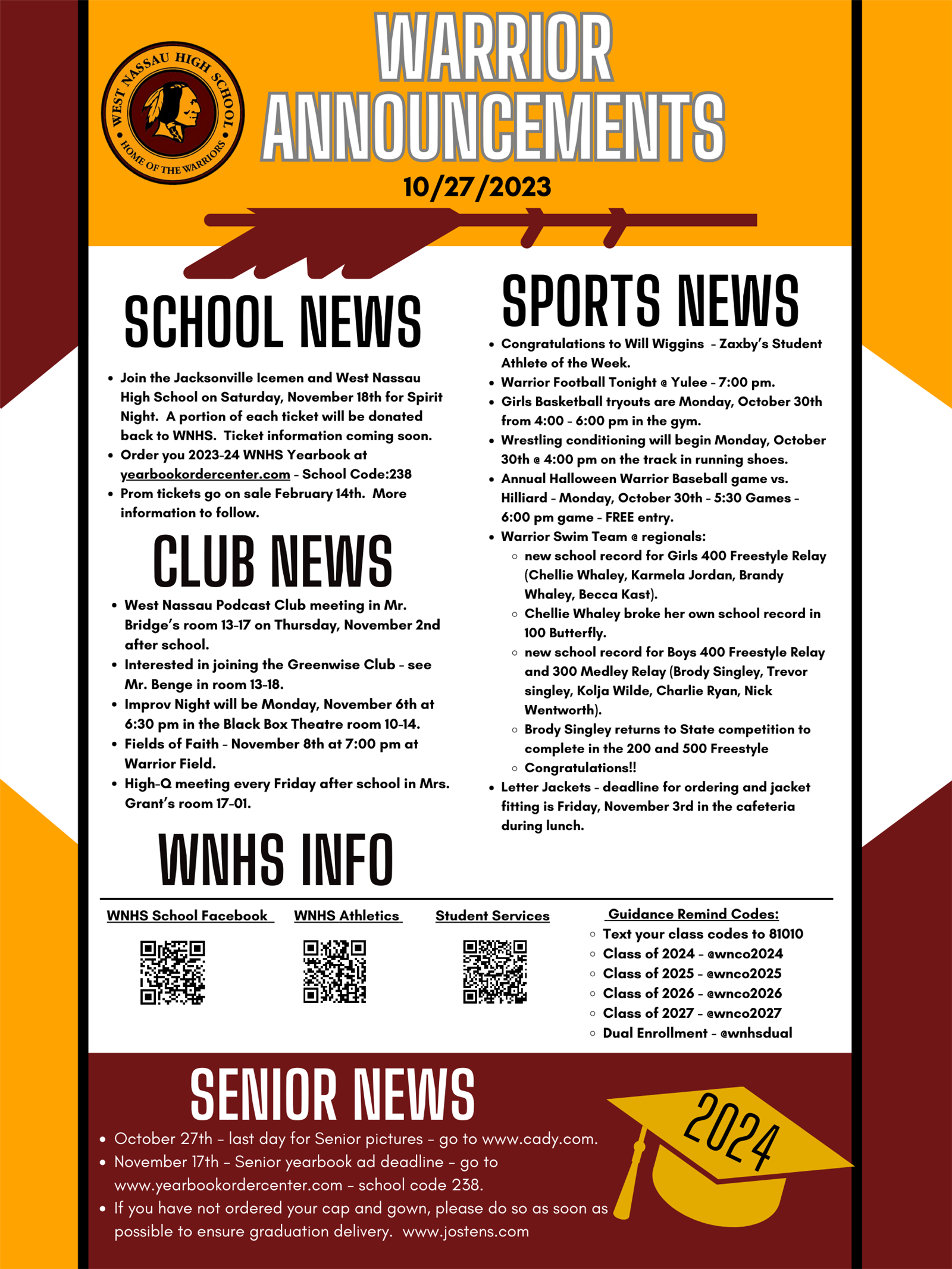 Daily Warrior Announcements